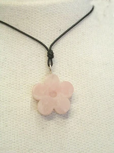 Pendente in ARGENTO 925 con Fiore in QUARZO ROSA naturale e girocollo - ciondolo - Foto 1 di 3