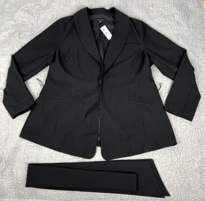 Blazer Lane Bryant Feminino 14P Jaqueta com Cinto Preto Gancho Forrado com Olhos Manga Longa Novo com etiquetas - Imagem 1 de 4