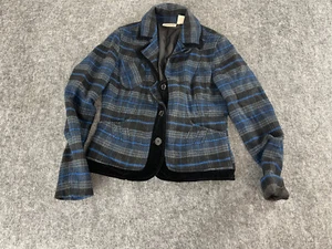 DKNY Jeans Jacket Women’s Medium Bomber Blue Blazer Button Up Lined N38 - Picture 1 of 9