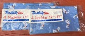USA TOWN & COUNTRY 90s Vintage Cloth Napkins Set Of 8 Gaggle Of Geese Goose NOS - Picture 1 of 3