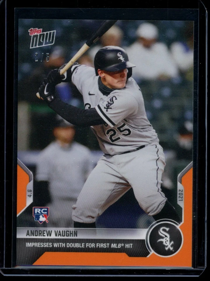 2021 Topps Now #42 Andrew Vaughn RC Orange Parallel Rookie Card #d /5 - Image 1 of 2