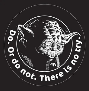 Star Wars Yoda (Do. Or do not. There is no try.) White Die Cut Decal 5" diamete - Picture 1 of 4