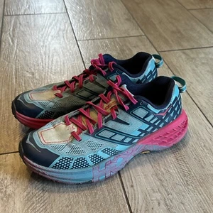 Womens 9.5 Hoka One One Speedgoat 2 Pink Blue Trail Running Hiking Lightweight - Picture 1 of 12