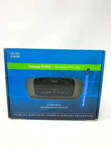 Cisco Linksys E1000 WLAN Router schwarz 4 Port mit Kabel & Netzkabel - funktioniert! - Bild 1 von 6