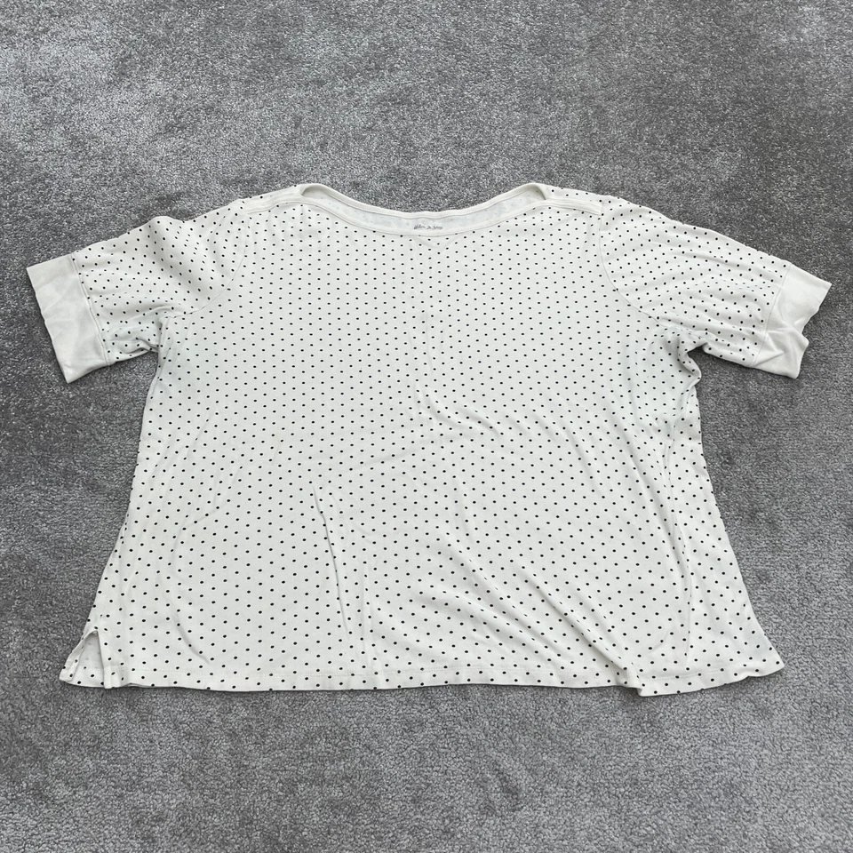 Camisa básica blanca ciervo para mujer 3XL 22/24W blanca lunares cuello redondo manga corta Foto 1 de 4