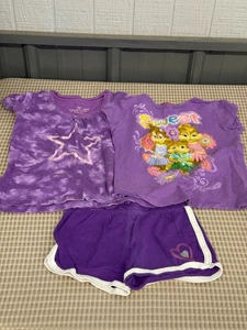Girls Size 6 Purple Outfit Lot 3 Faded Glory Chipettes Tee Shorts Summer - Picture 1 of 3