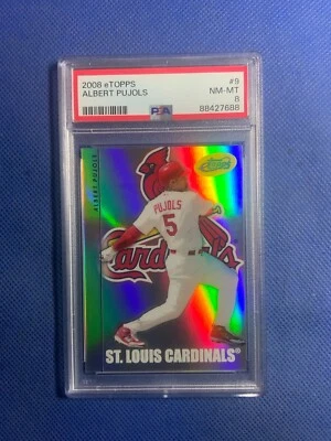Albert Pujols 2008 eTopps #9 Encased Serial #d #/999 Saint Louis Cardinals PSA 8 - Image 1 of 2