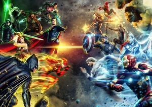 Marvel Vs Dc Superheroes Comics Large Wall Art Framed Canvas Picture 20x30" - Picture 1 of 1
