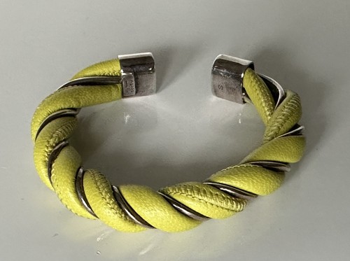 Bracciale Bottega Veneta giallo argento argento sterling piccolo 636836 nuovo con etichette $620