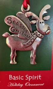 Basic Spirit "Winged Reindeer" Pewter Christmas Ornament, Made in Nova Scotia CA - Picture 1 of 5