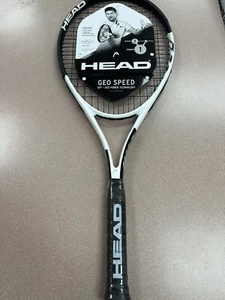 Raqueta de tenis HEAD Geo Speed para adultos - agarre precordado de 4 3/8 pulgadas, negra/blanca - Imagen 1 de 3