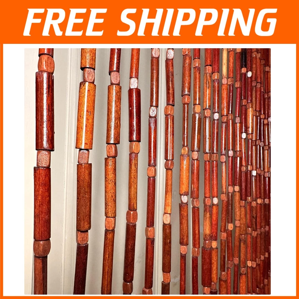 Elegante cortina de cuentas de bambú hecha a mano 36"" W x 79"" L - encanto bohemio para el hogar Foto 1 de 4