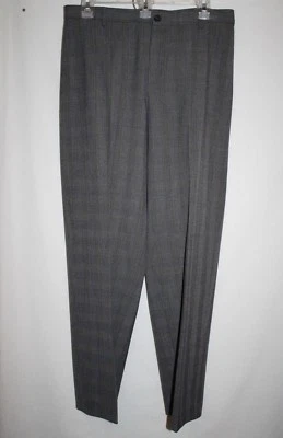 Pantalones Rafaella Petite 10 P Gris Pantalones a Cuadros Elastizados Frente Plano Pantalones de Carrera Foto 1 de 4