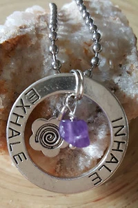 Collana argento fiore margherita celtica espirazione ametista buon karma 18" yoga - Foto 1 di 3