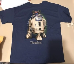 Star Wars Disneyland Mickey Mouse R2D2 Blue Kids Youth Tee Shirt LARGE NWT - Picture 1 of 1