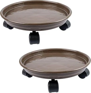 2 Pack 13 Inch Wheeled Plant Caddy Round Planter Pot Mover Pallet Dolly Caster - Picture 1 of 9