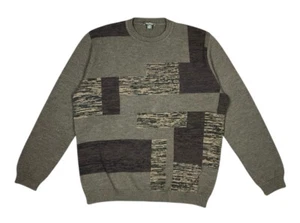 Ermenegildo Zegna Brown Patterned Pullover Sweater 80% Wool Men’s L/52 Italy - Picture 1 of 8