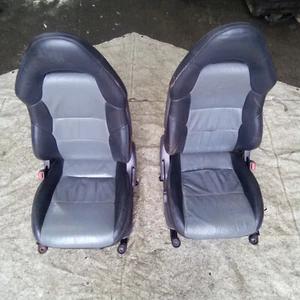 Toyota Celica Mk7 1999-06 PAIR Grey/Black Leather Front Seats !Fits MR2 Mk3! - Picture 1 of 17