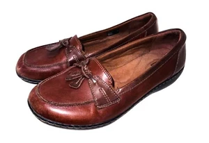 Clarks Ashland Bubble Slip On Loafer Brown Leather Loafers 8.5 Cushioned Comfort - Picture 1 of 10