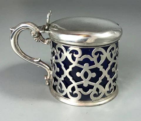 Victorian Pierced Silver Mustard Pot Robert Death London 1849 GZX Cover