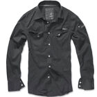 Brandit Mens Police Slimfit Shirt Long Sleeve Cotton Security Top Washed Black