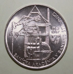 S9 - Czechoslovakia 100 Korun 1987 Brilliant Uncirculated Silver Coin - Mining - Picture 1 of 2