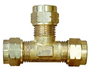 12mm T-Piece Brass Tube Coupling (Complete With Olives) - Pack of 1 - Picture 1 of 1