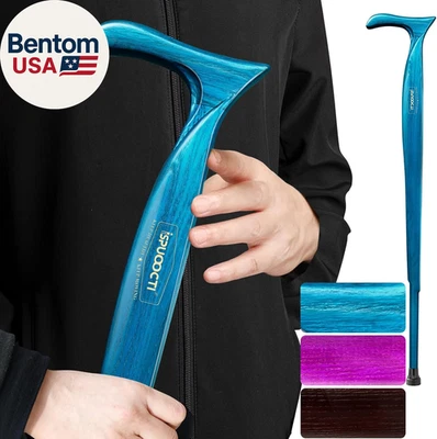 Wooden Walking Cane for Men and Women -Natural Solid Wood, 3 Rubber Tips, Heavy  - Image 1 of 4