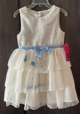 Disney Princess Cinderella Tutu Dess-Size 5T-Off White/Blure-Sleeveless-New - Image 1 of 4