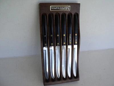 Juego de cuchillos para carne dentados vintage Town & Country de Washington Forge de 6 piezas, EE. UU. Foto 1 de 4