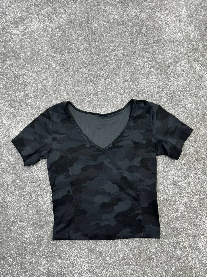 Camiseta Lululemon Align Feminina 4 Preta Cinza Camuflagem Top - Imagem 1 de 4