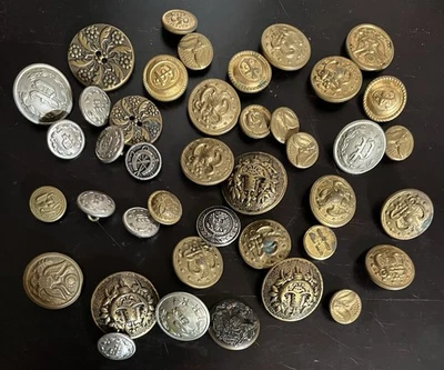 40 Vinatge/Antique Brass and Metal Shank Buttons Eagle Crest Anchor LOT - AS IS - Image 1 of 4