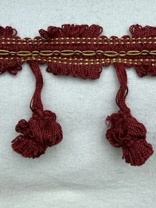 3" 3,5 Yards Burgunderrot Gold Zwiebel Quaste Fransen Nähen Borte Polster Kissen - Bild 1 von 5