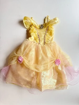 Disfraz de Roseta de Tul Satinado Brillo Amarillo Disney Belle para Niñas, Talla 4 Foto 1 de 4