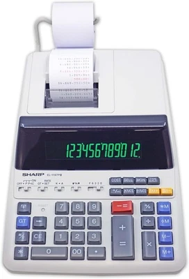 Sharp EL-1197PIII Heavy Duty Color Printing Calculator with Clock and White  - Image 1 of 4