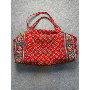 Borsone Vera Bradley rosso provenzale floreale trapuntato borsa da viaggio vintage - Foto 1 di 7