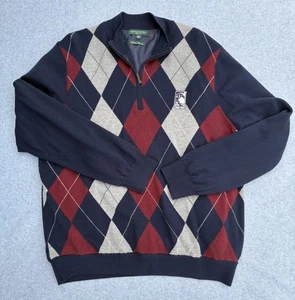 Fairway Greene Torrey Pines italienischer Pullover Merinowolle 1/4 Reißverschluss gefüttert XL Argyle - Bild 1 von 8