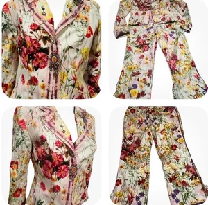 ALBERTO MAKALI Jeweled Embellished Floral Butterfly Blazer Jacket/Pants Suit 6/8 - Picture 1 of 24