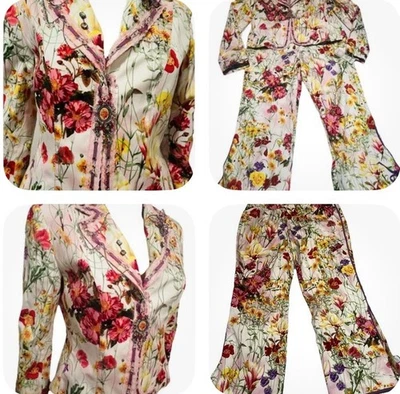 NWT ALBERTO MAKALI Jeweled Embellished Floral Butterfly Jacket/Pants Suit Sz 6/8 - Image 1 of 4