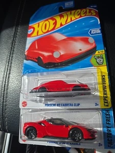 Hot Wheels Ferrari SF90 / Porsche 911 Carrera 2025 J case Lot  - Picture 1 of 3
