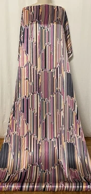 100% High Quality Silk Charmeuse In Geometric Striped Fabric By The Yard 45"Wide - Image 1 of 4