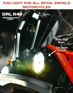 FOG LIGHT DRL R40 FIT FOR ALL ROYAL ENFIELD MOTORCYCLES - Picture 1 of 8