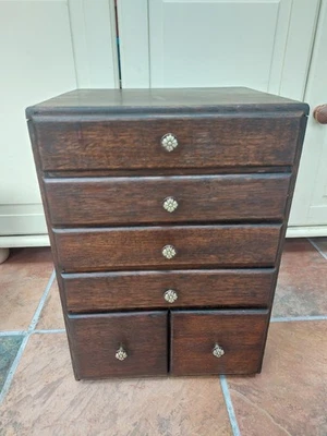 Vintage 1950s storage cabinet, mini chest of 6  drawers, stationery, tools - Image 1 of 4