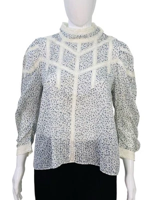 Blusa túnica Doen nueva con etiquetas para mujer estampada floral crochet con cordones de algodón talla S Foto 1 de 4