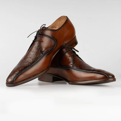 NUEVO SIN CAJA $2350 Testoni ETIQUETA NEGRA Marrón Derby AVESTRUZ Zapatos 12UK / 13US / 46EU Foto 1 de 4