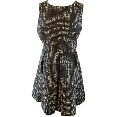 Vestido grande para mujer Nine West negro blanco ajuste abstracto acampanado sin mangas Foto 1 de 4