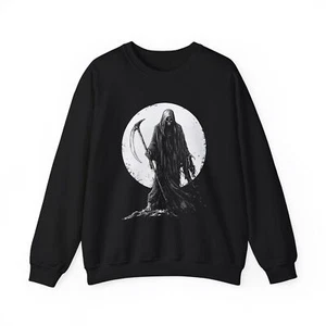 Gothic Grim Reaper Sweatshirt, Halloween Apparel, Unisex Sweater, Spooky Gift, - Picture 1 of 8