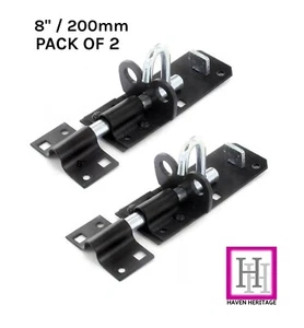 2 x 8" / 200mm Negro Brenton Perno Fuerte Deslizante Candado Cobertizo Puerta Perno - Imagen 1 de 8