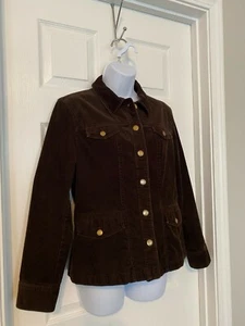 Jones New York Petite Brown Long Sleeve Button Front Corduroy Jacket Sz PM - Picture 1 of 9