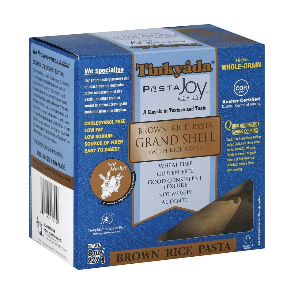 Tinkyada Grand Shell Brown Rice Pasta 8 Ounce 12 per Case.